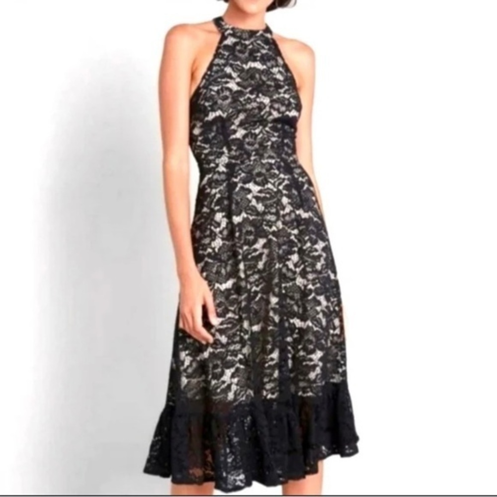 ModCloth A Night Like This black lace halter dress. Size 24